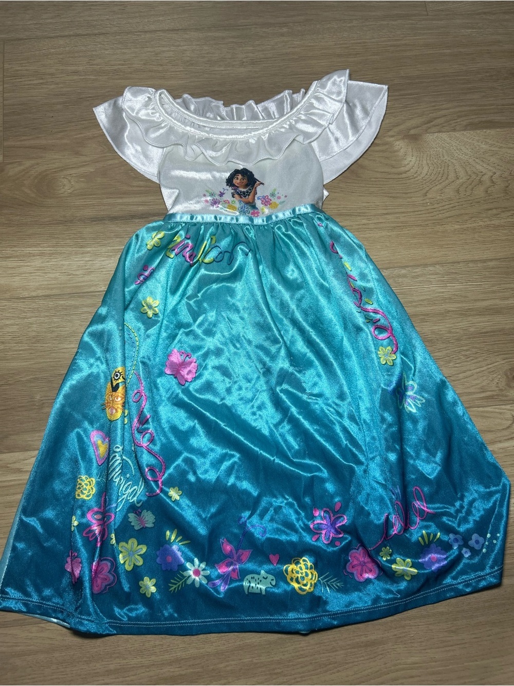Disney Teal and White Girls' Character Dress with Floral Print
